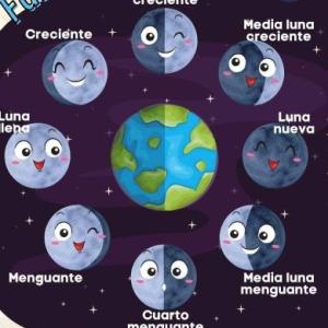 Imagen de portada del videojuego educativo: Fases de la luna, de la temática Ciencias