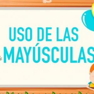 Imagen de portada del videojuego educativo: Practicando el uso de las mayúsculas, de la temática Lengua