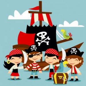 Imagen de portada del videojuego educativo: En los cuentos de Piratas, de la temática Lengua