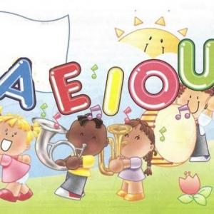 Imagen de portada del videojuego educativo: Jugamos con las vocales, de la temática Lengua