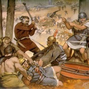 Imagen de portada del videojuego educativo: Romanos y Germanos, de la temática Historia