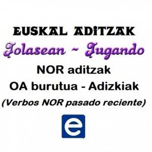 Imagen de portada del videojuego educativo: Euskal aditzak - NOR_OA burutua_Adizkiak, de la temática Idiomas