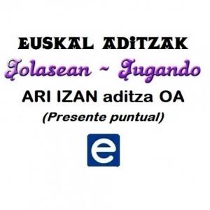 Imagen de portada del videojuego educativo: Euskal aditzak - Ari izan_OA, de la temática Idiomas