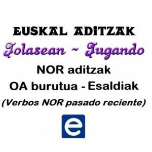 Imagen de portada del videojuego educativo: Euskal aditzak - NOR_OA burutua_Esaldiak, de la temática Idiomas