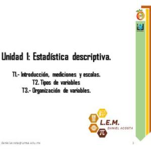 AVANCES EN EL CONOCIMIENTO: UNIDAD 1, BIOESTADÍSTICA.