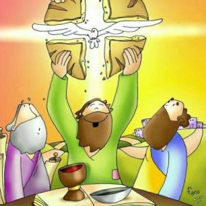 Imagen de portada del videojuego educativo: Jesús, se  quedó con nosotros en la Eucaristía, de la temática Religión