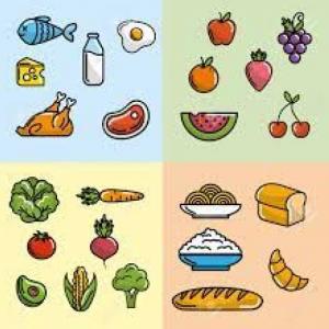 las frutas proteinas y verduras coloradas