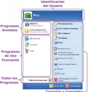 Menú inicio