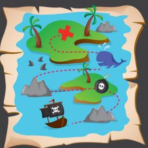 Imagen de portada del videojuego educativo: Buscando el tesoro, de la temática Viajes y turismo